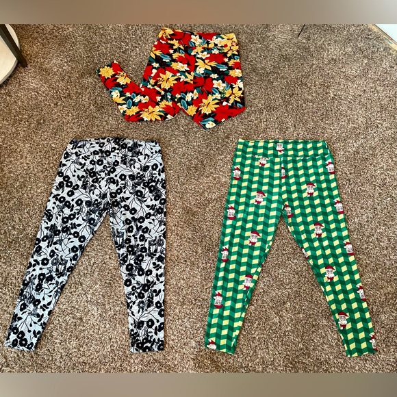 LuLaRoe Bundle- 3 / Plus Size Women’s Leggings, Holiday Theme & Floral. Size TC2 - Picture 3 of 7